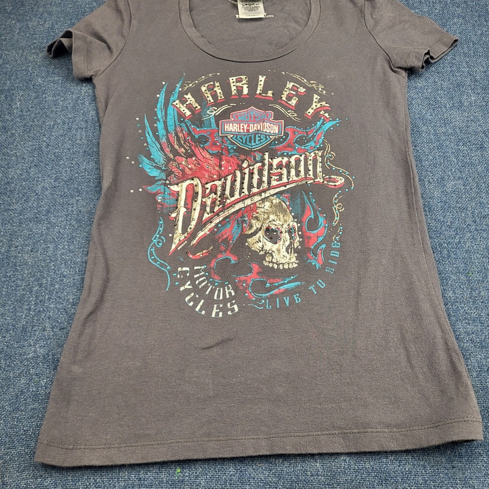 Harley Davidson Womens Graphic T-Shirt Bundle Lot of 3 XS S Biker Moto Tees - Picture 12 of 16